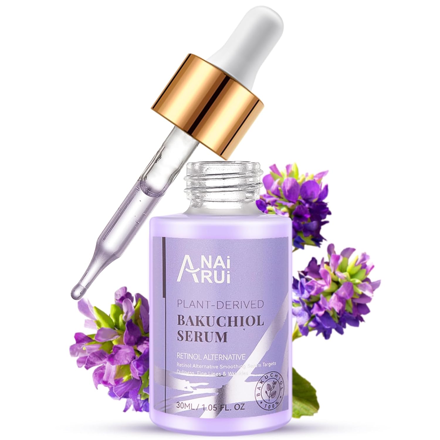 Anai Rui Bakuchiol Face Serum, Bakuchiol Retinol Alternative Serum,Smoothing Face Serum With Hyaluronic Acid & Peptide Sensitive Skin Serum, Anti Aging, Smoothing & Wrinkle Serum, 1.69Fl.Oz 50Ml