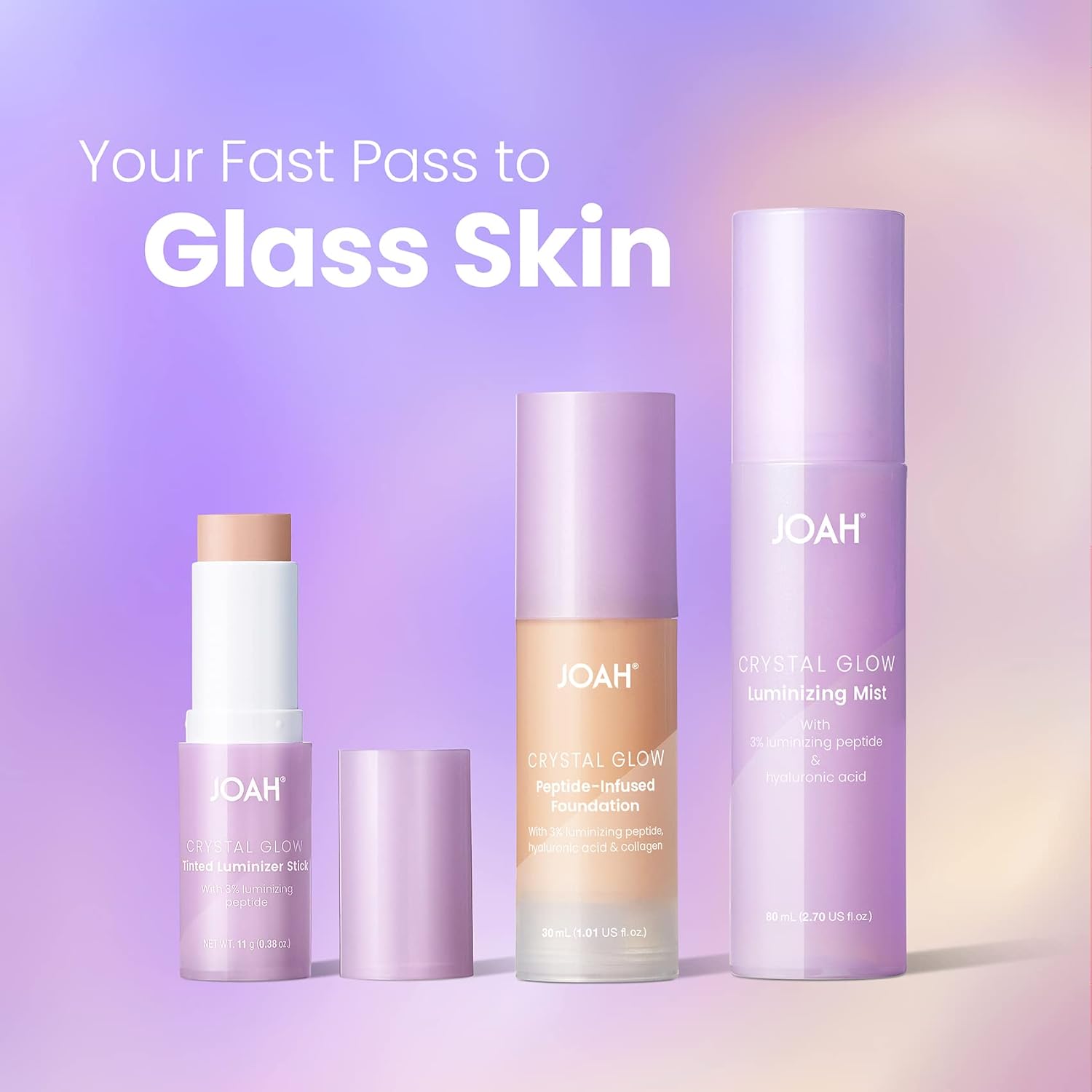 Joah Crystal Glow Peptide-Infused Foundation, 2-In-1 Multitasking Korean Makeup With Blurring Face Primer, Luminizer, Hydration & Skin Defense For A Flawless Finish, 1.01 Oz, Fair Neutral : Beauty & Personal Care