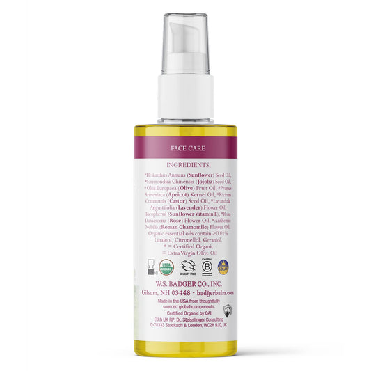 Badger Rose Cleansing Oil & Rose Face Oil - Usda Organic Oil Cleansing Method In Glass Bottles