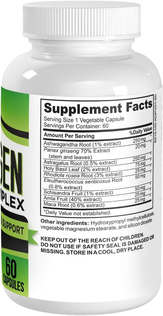 Adaptogen Blend (All-in-1) Supplement with 9 Active Herbal Extracts - Energizing Adaptogen Complex - Natural Adaptogenic Supplements - Adaptogens Supplements - Easy to Swallow - 60 Capsules