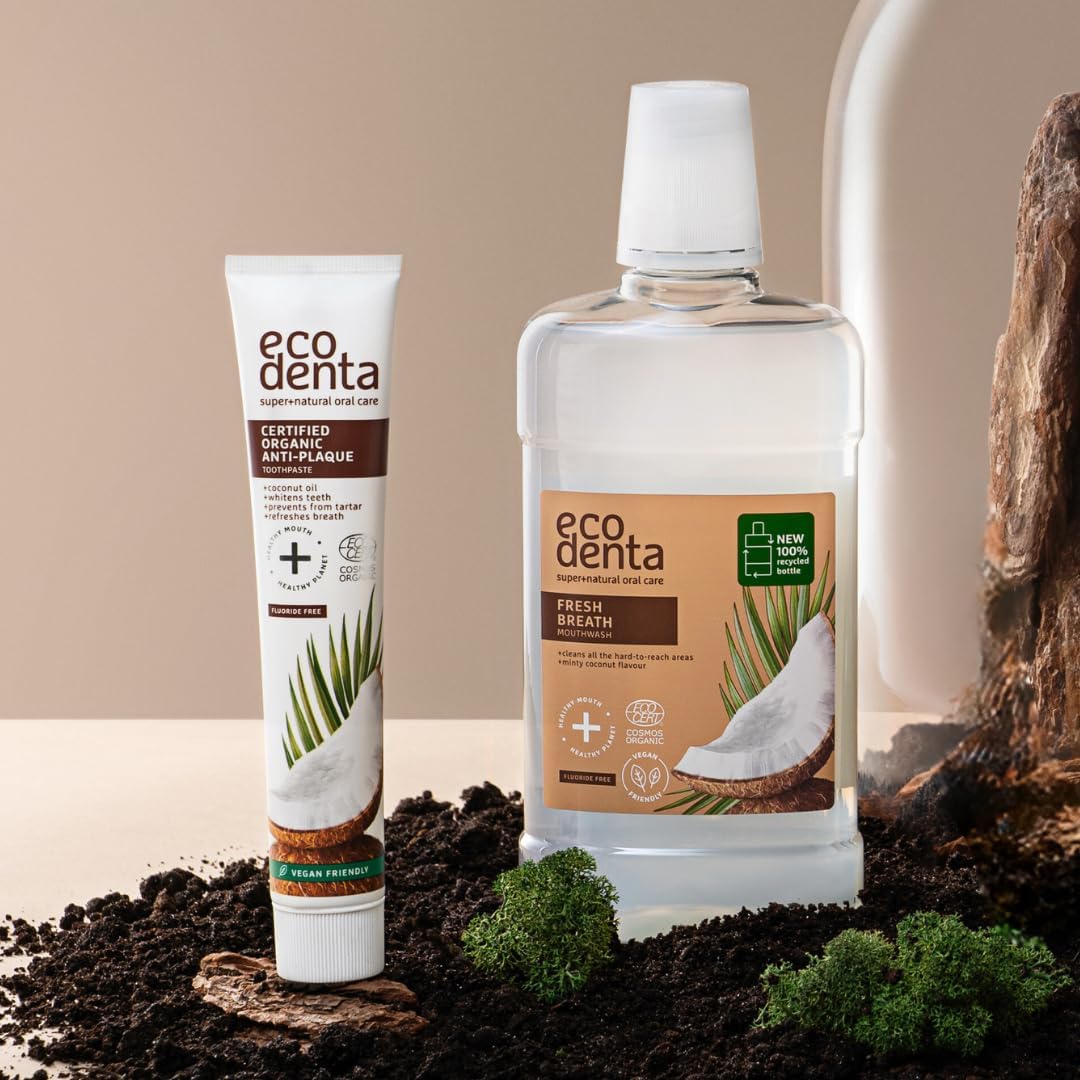 Ecodenta - Coconut Toothpaste + Coconut Mouthwash - Fluoride Free Toothpaste & Mouthwash - Alcohol Free - Coconut Toothpaste Whitening - Organic & Vegan - Remove Tartar & Plaque - Oral Care Set : Amazon.co.uk: Health & Personal Care