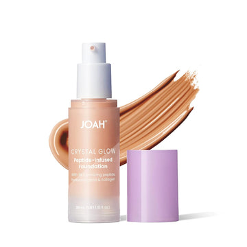 Joah Crystal Glow Peptide-Infused Foundation, 2-In-1 Multitasking Korean Makeup With Blurring Face Primer, Luminizer, Hydration & Skin Defense For A Flawless Finish, 1.01 Oz, Fair Light Cool
