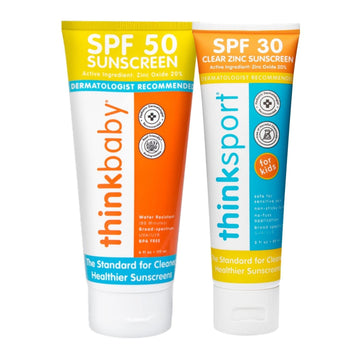 Thinkbaby SPF 30 Clear Zinc Sunscreen 3 Oz. + Thinkbaby SPF 50+ Baby Sunscreen 6 Oz