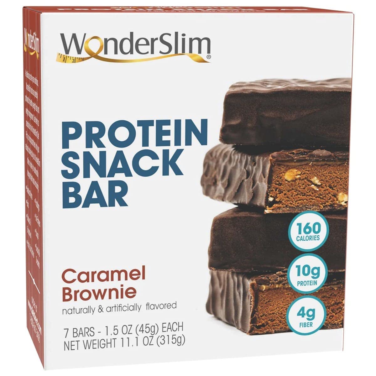 WonderSlim Protein Snack Bar, Caramel Brownie Nut, 4g Fiber, Gluten Free (7ct)