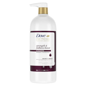 Dove Hair Therapy Shampoo Strengthening Treatment For Thin, Fine Hair Strength And Fullness Boost Sulfate Free Shampoo For 2X Visibly Fuller, Thicker Hair 33.8 Oz