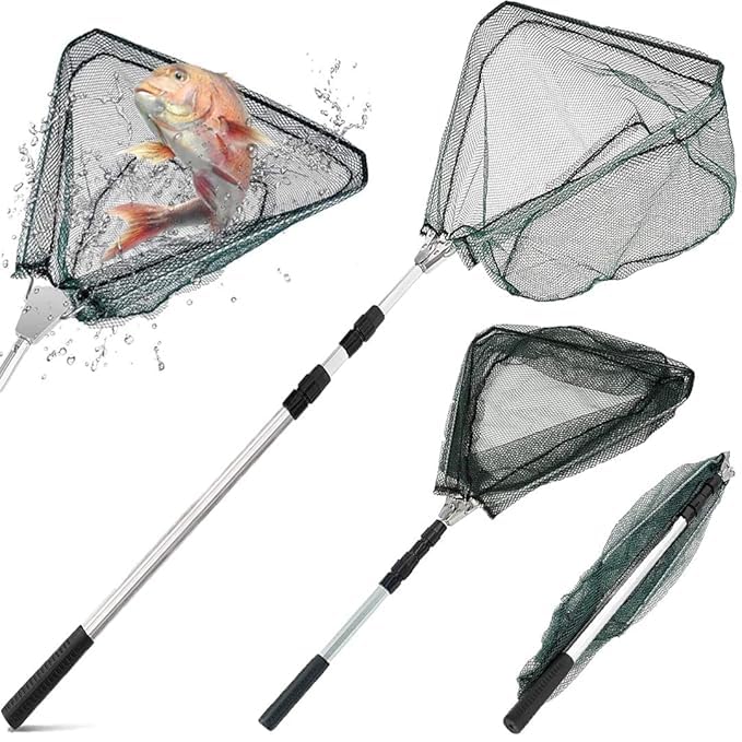 Fishing Net, Telescoping Folding Aluminum Alloy Durable Telescoping Fish Net with Telescopic Rod Handle for Camping for Fishing