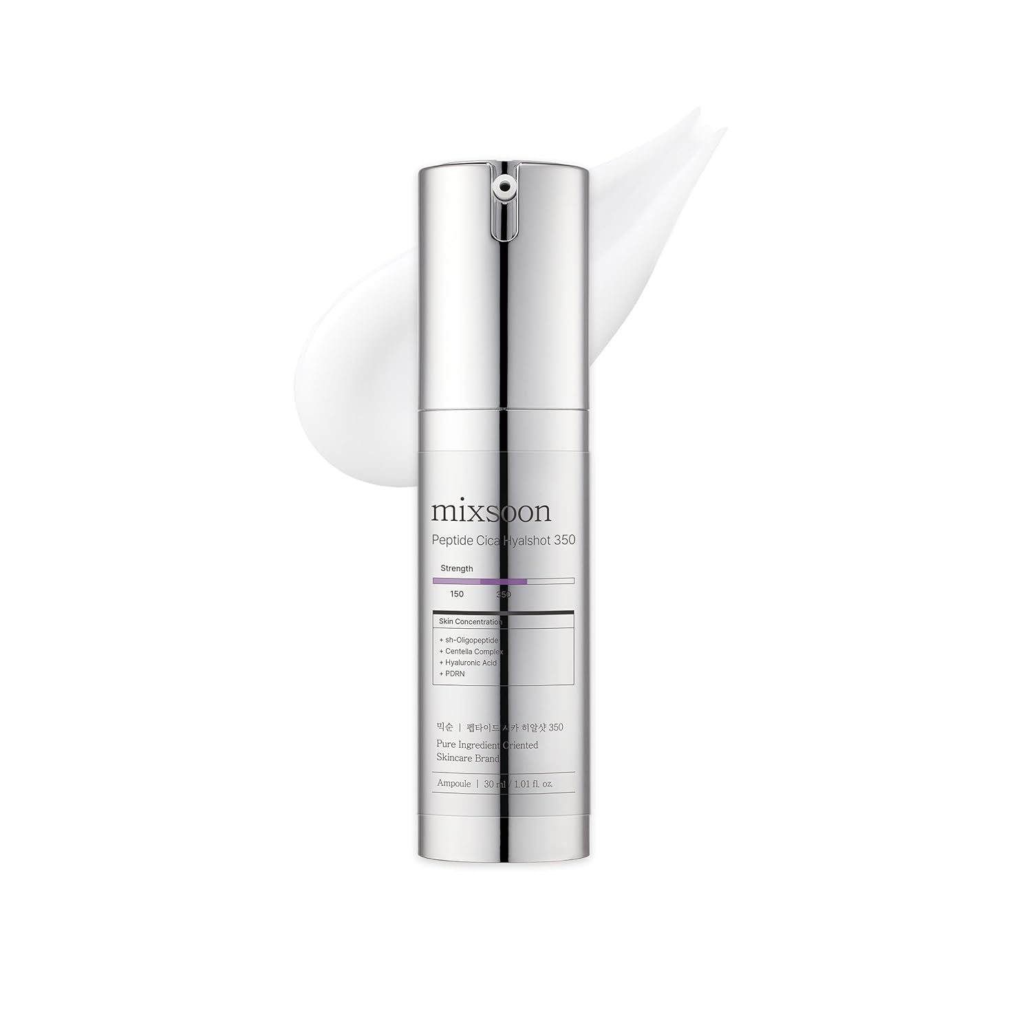 Mixsoon Peptide Cica Hyalshot 350, 1.01 Fl. Oz / 30Ml Centella Asiatica Liquid Skin Booster For Sensitive Skin Lightweight & Fragrance-Free Korean Glass Skin Care