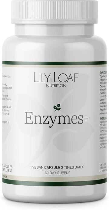 Lily & Loaf Enzymes+ – Full-Spectrum Digestive Enzyme Supplement | Supports Digestion Of Fats, Proteins & Carbohydrates | 90 Capsules | Non-Gmo & Gluten-Free