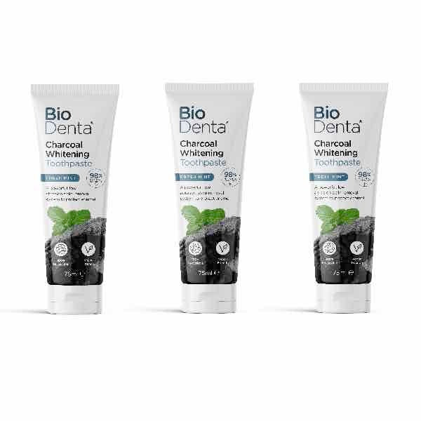 Biodenta Natural Whitening Toothpaste Charcoal Vegan-3Pk