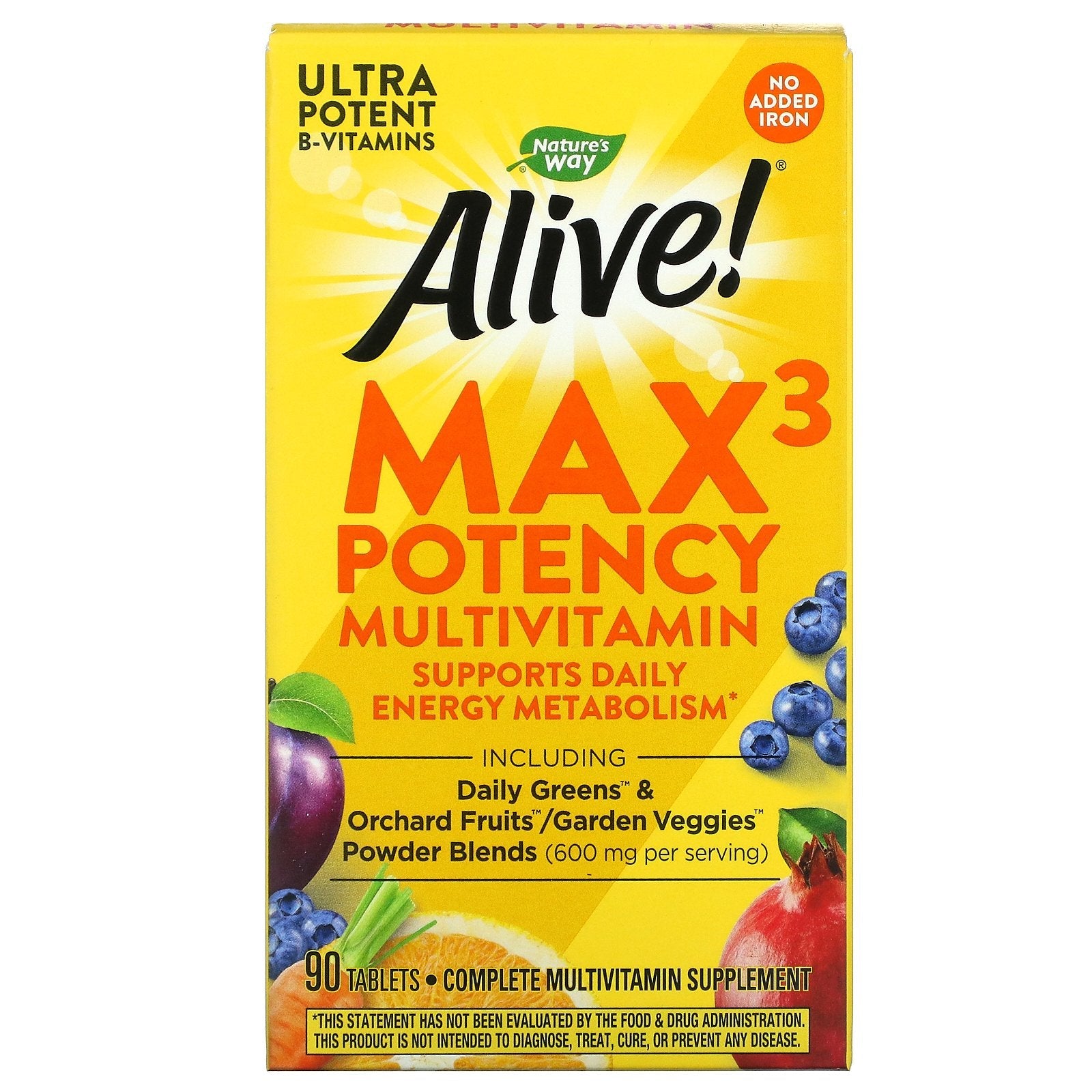 Nature'S Way, Alive! Max3 Potency Multivitamin, No Added Iron