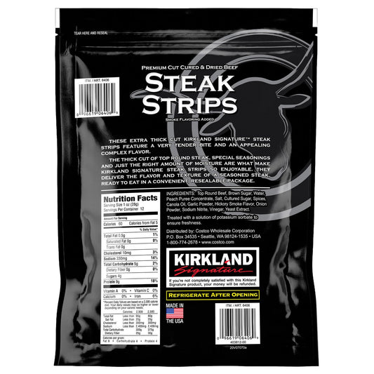 KIRKLAND SIGNATURE Premium Beef Steak Strips Jerky 12 Oz