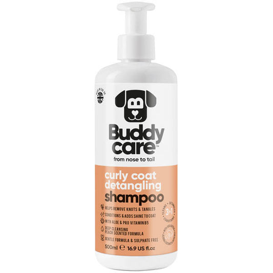 Buddycare Curly Coat Detangling 3In1 Peach Dog Shampoo