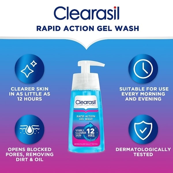 Clearasil Rapid Action Cleanser Acne Face Wash Gel 150Ml