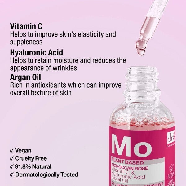 Dr.Botanicals Moroccan Rose Facial Oil With Ha & Vit C 15Ml
