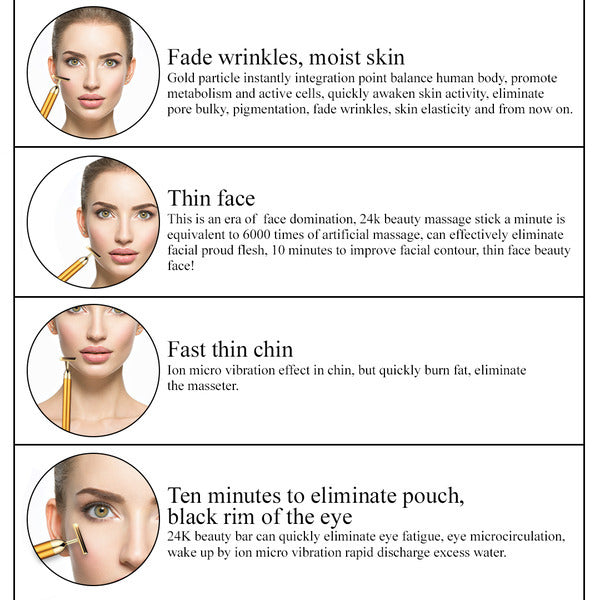 Eclat Skin London 24K Gold Micro Pulse Facial Massager T-Bar