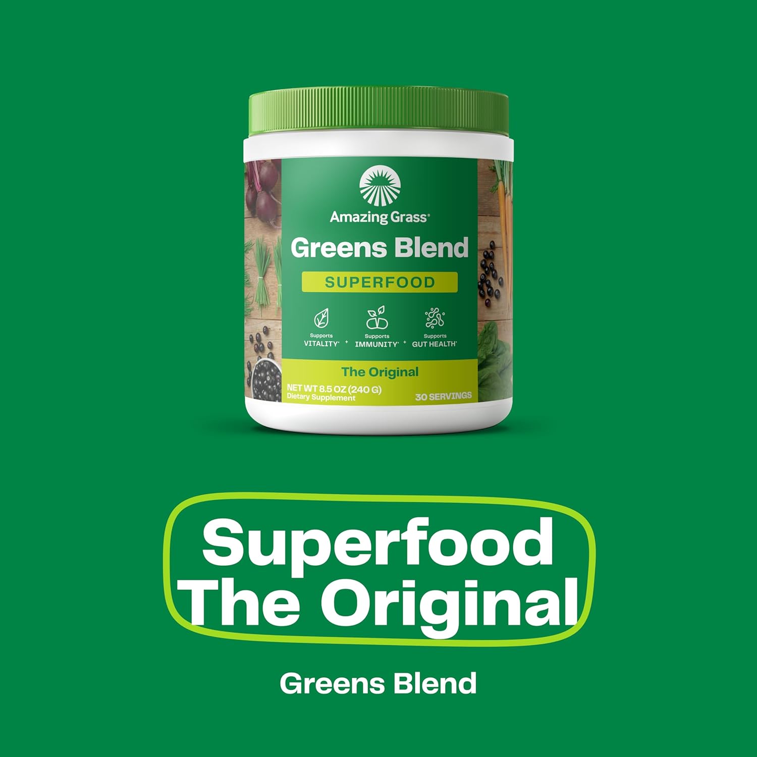 Bundle Of Amazing Grass Greens Superfood Powder: Original, 30 Servings + Isopure Chocolate Vegan Protein Powder, Plant Based, Organic Pea Protein, Dairy Free, 20 Servings (Packaging May Vary)