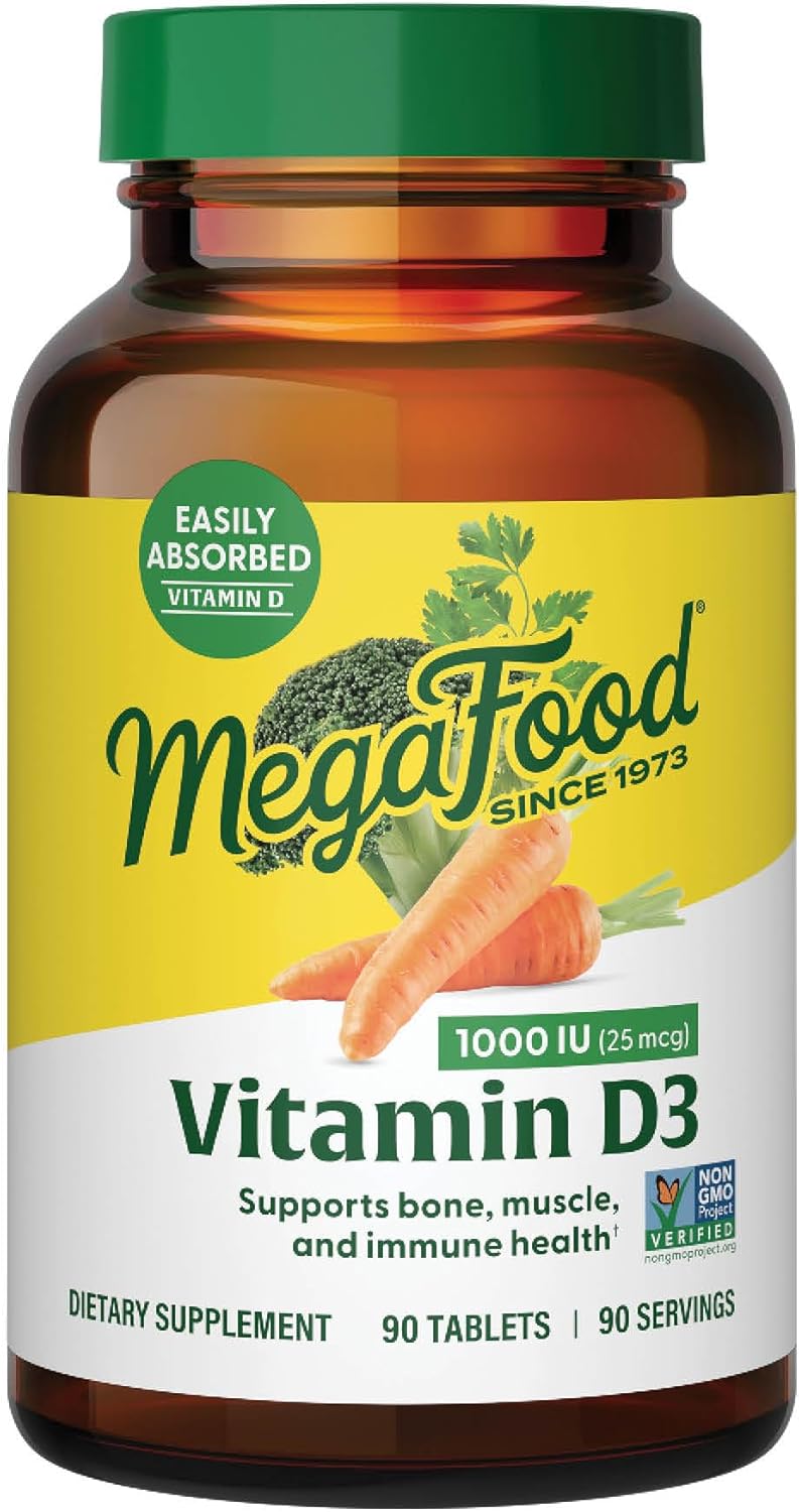 Megafood Vitamin D3 1000 Iu (25 Mcg) - Immune Support Supplement - Bone Health - With Easily-Absorbed Vitamin D3 – Plus Real Food - Non-Gmo, Vegetarian - Made Without 9 Food Allergens - 90 Tabs