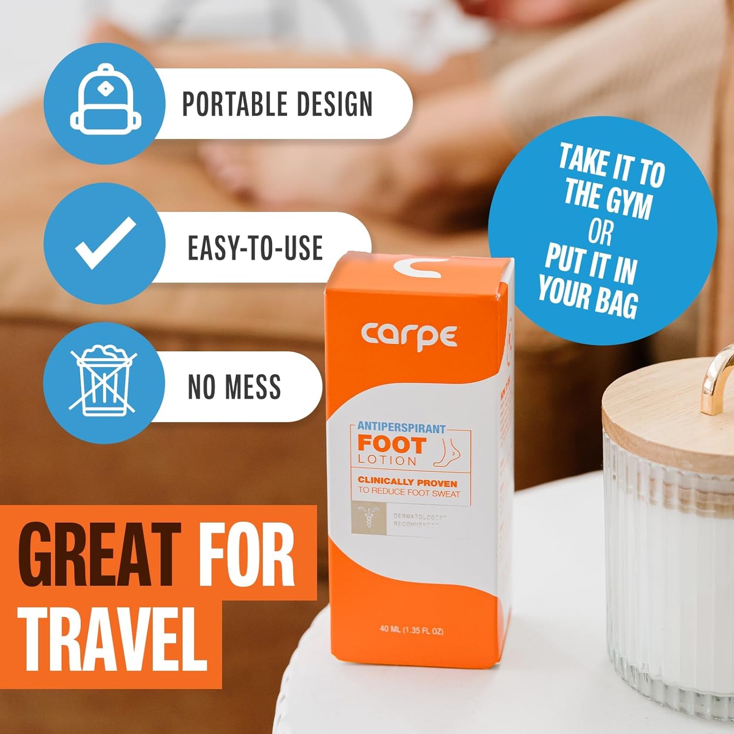 Carpe Antiperspirant Foot Lotion 3 Tubes WITH FREE APPLICATOR, A dermatologist-recommended solution to stop sweaty, smelly feet, Helps prevent blisters, Great for hyperhidrosis : Beauty & Personal Care