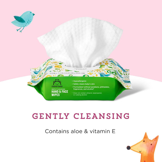 Amazon Brand - Mama Bear Baby Hand & Face Wipes, Unscented, 180 Count (9 Packs Of 20)
