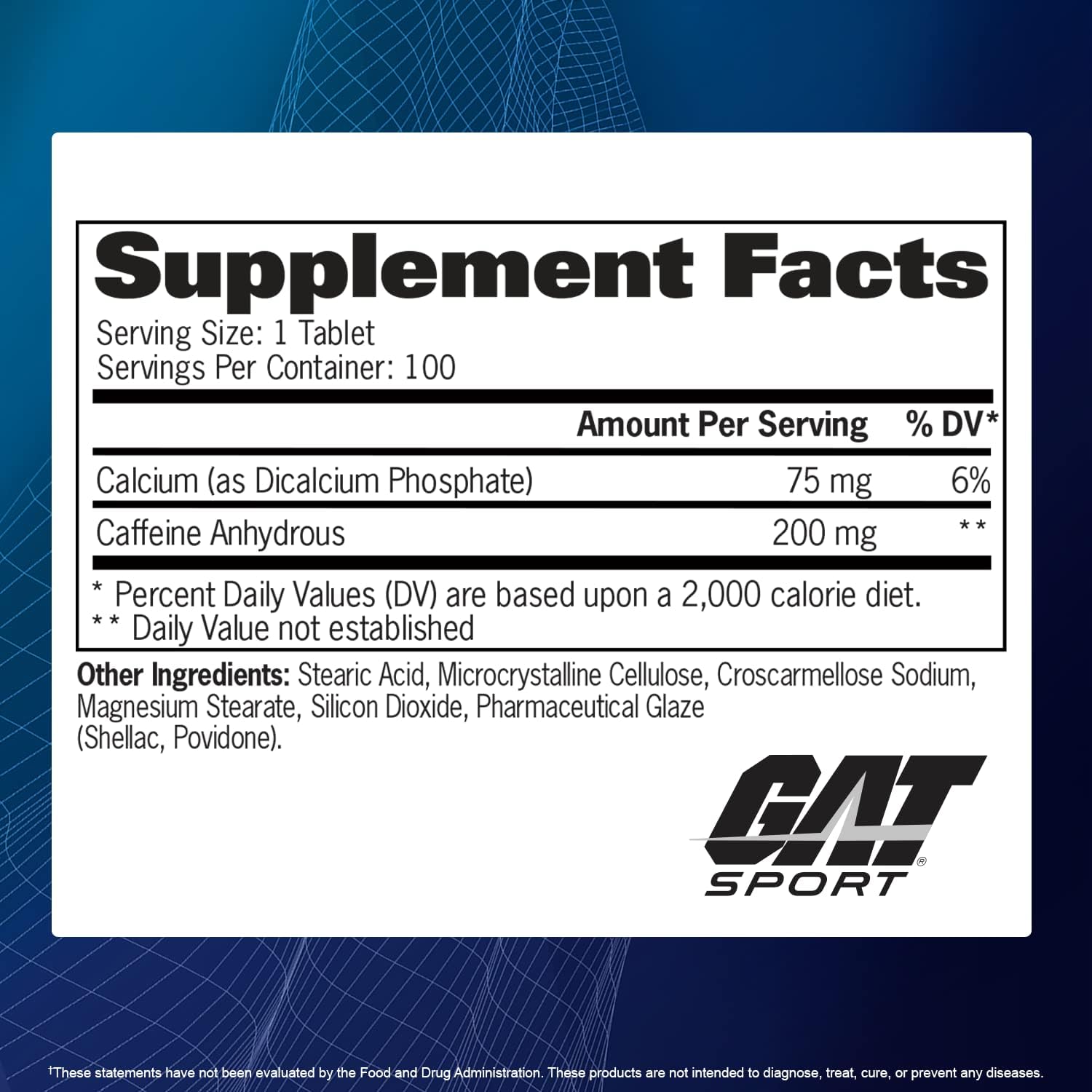 Gat Sport Essentials Caffeine Metabolism And Performance, 100 Tablets : Health & Household