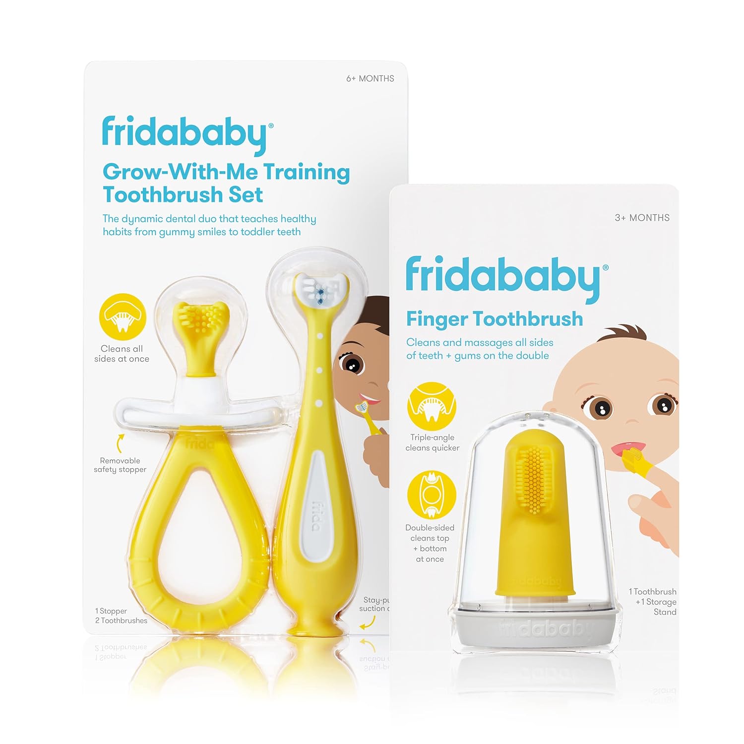 FridaBaby SmileFrida Finger Toothbrush and Grow-with-Me Training Toothbrush Set | Infant to Toddler Toothbrush Oral Care for Sensitive Gums and Building Brushing Habits : Health & Household