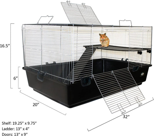 Colossal Castle Hamster Cage Set - New Hamster Supply Starter Package Kit - Includes Cage, Exercise Wheel, Food Dish, Water Bottle, Accessories