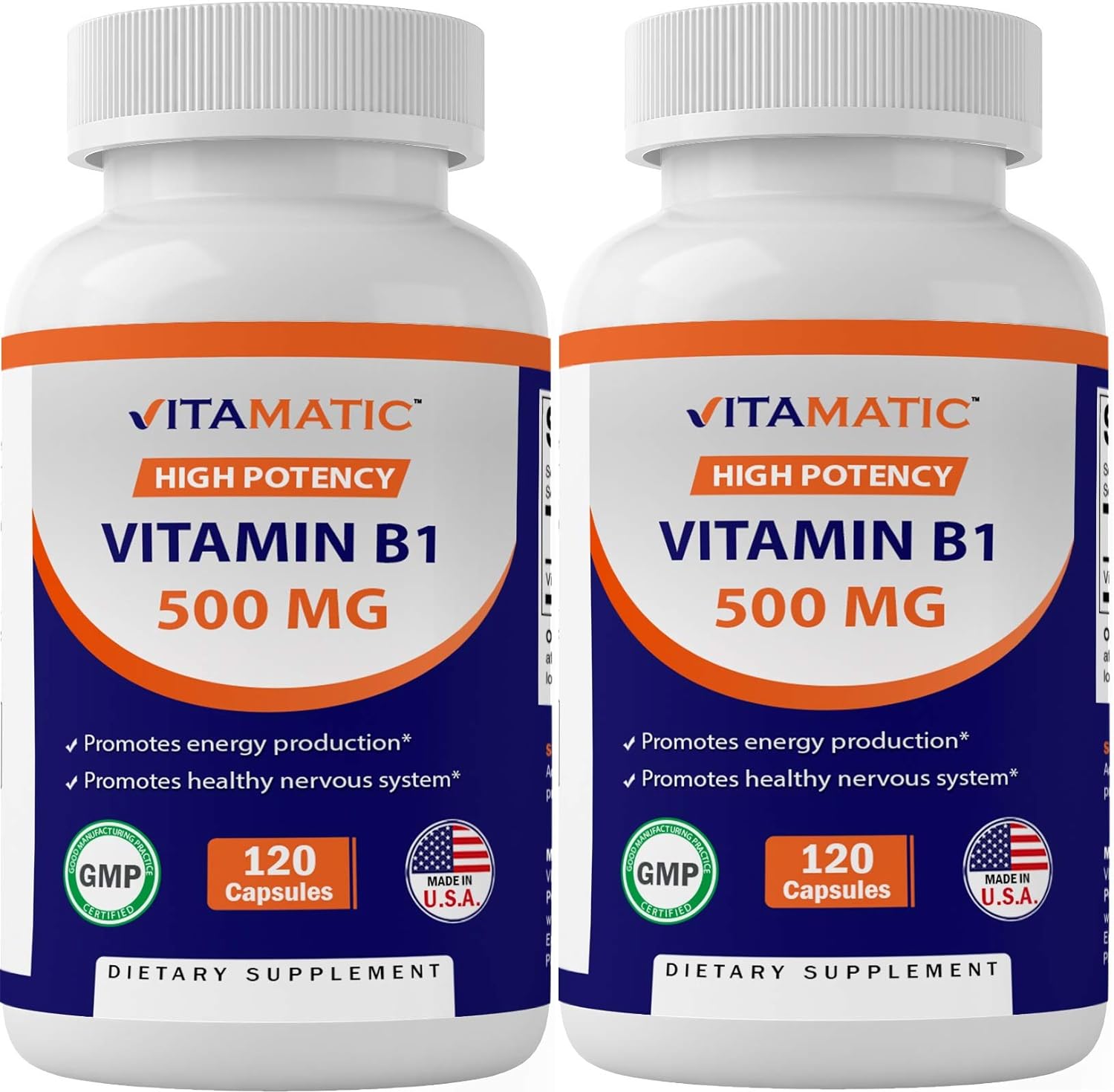 Vitamatic 2 Pack Vitamin B1 (Thiamine) 500mg, 120 Capsules