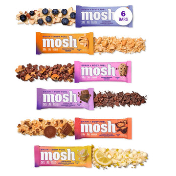 Mosh Variety Pack Keto Protein Bars, High Protein, Gluten Free, Low Carb, Brain Healthy Snack With Ashwagandha, Lion'S Mane, 6 Count