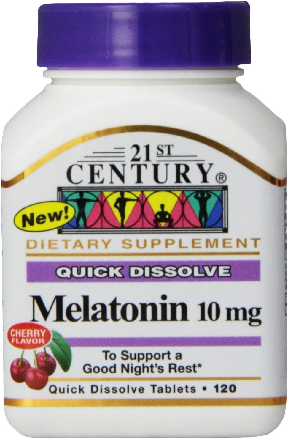 21st Century Melatonin Quick Dissolve Tablets, Cherry, 10 mg, 120 Count (Pack of 2)