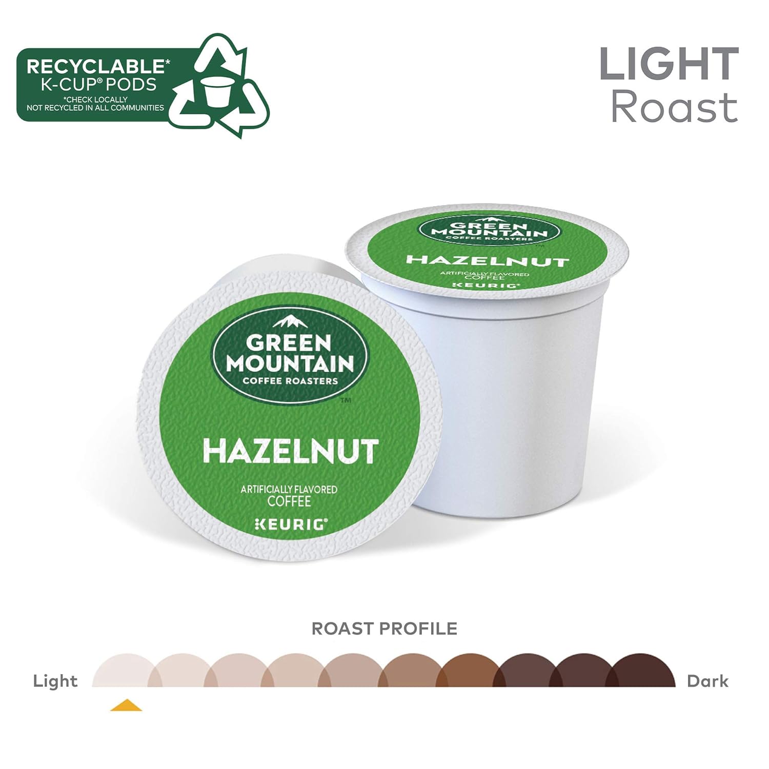 Green Mountain Coffee Roasters Hazelnut Keurig Single-Serve K-Cup pods, Light Roast Coffee, 72 Count (6 Packs of 12) : Grocery & Gourmet Food