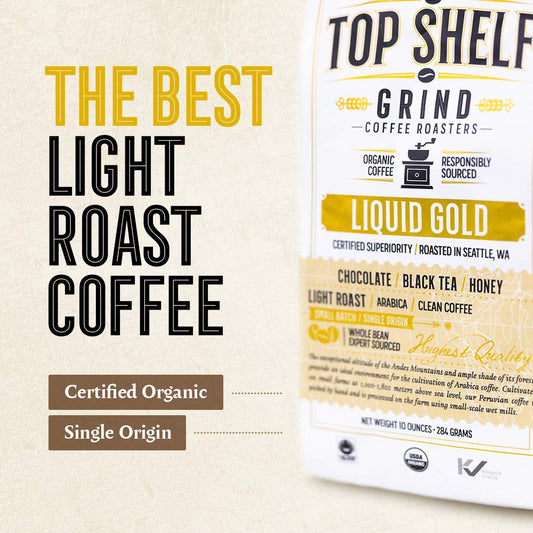 Organic Light Roast Whole Bean Coffee, The Best Espresso Beans From Peru - Fair Trade, Single Origin Mycotoxin & Mold Free Fresh Peruvian Purity | Super Healthy Arabica For Peak Performance - Low Acid