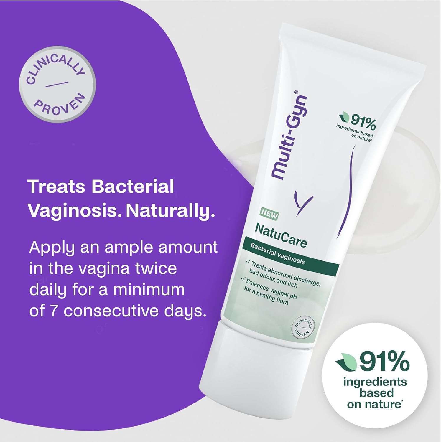 Multi-Gyn Natucare For Bacterial Vaginosis Treatment - Naturally Treats Abnormal Discharge, Bad Odour And Itch - Effective Relief Of Bacterial Vaginosis Infections - 40 Ml Gel + Applicator