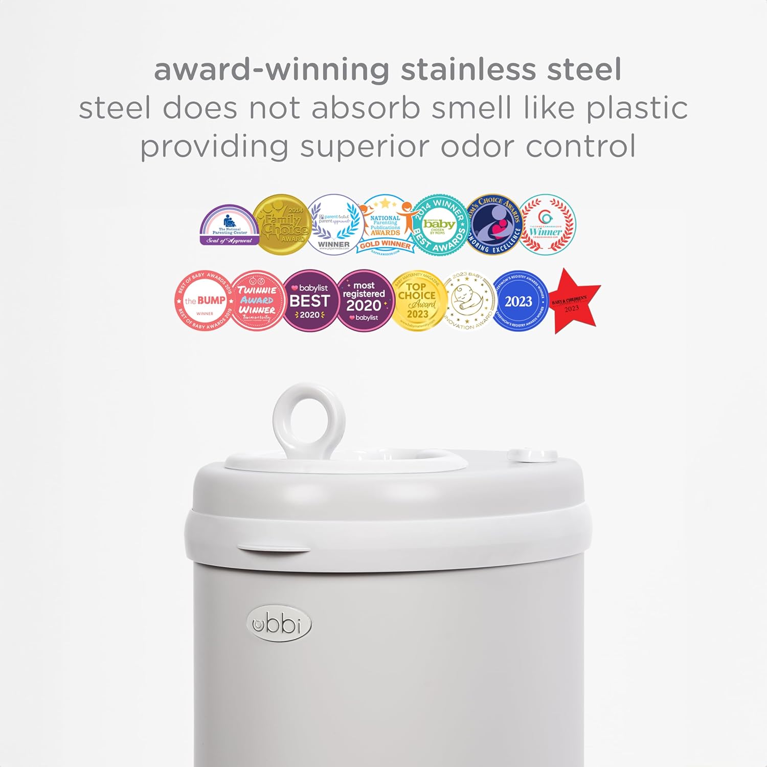 Ubbi Steel Diaper Pail, Odor Locking, No Special Bag Required, Award-Winning, Registry Must-Have, Gray : Baby