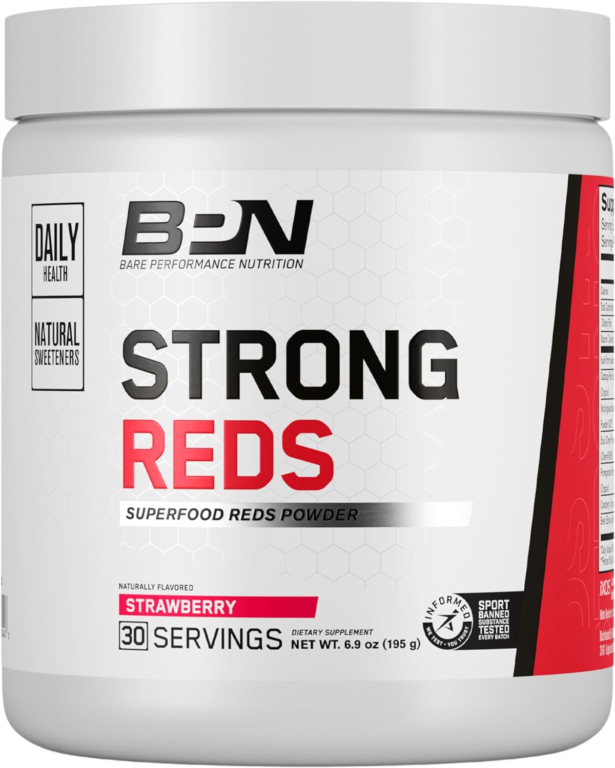 Bare Performance Nutrition, Bpn Strong Reds Superfood Powder, Digestive Enzymes, Antioxidants, Improved Natural Energy, 30 Servings, Strawberry