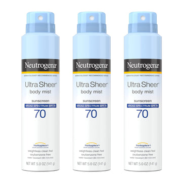 Neutrogena Sunscreen Spray, Ultra Sheer ® Body Mist, Broad Spectrum Spf 70, Non-Greasy Water Resistant Body Sunscreen Mist, Non-Comedogenic, 5 Oz (Pack Of 3)