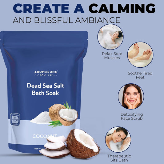 Aromasong Pure Dead Sea Salt 100% Natural Grapefruit Essential Oil – 2.5 Oz. Spa Bath Salt Fine Grain- Christmas Stocking Stuffers For Adults, Kids, Women, And Mens Soak Stocking Stuffers For Adults