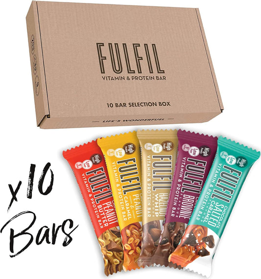 Fulfil Vitamin And Protein Bars (10 X 55 G Bars) — Exclusive 10 Bar Selection Box — 20 G High Protein, 9 Vitamins, Low Sugar