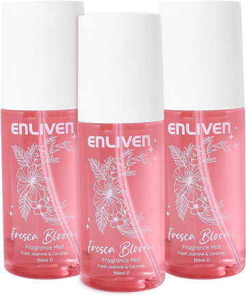 Enliven Fresca Blooms Fragrance Mist - 150Mlx3 Pack - Notes Of Jasmine & Tropical Flowers - Body Spray - Gifts For Women - Fragrance Body Mist - Womens Body Spray