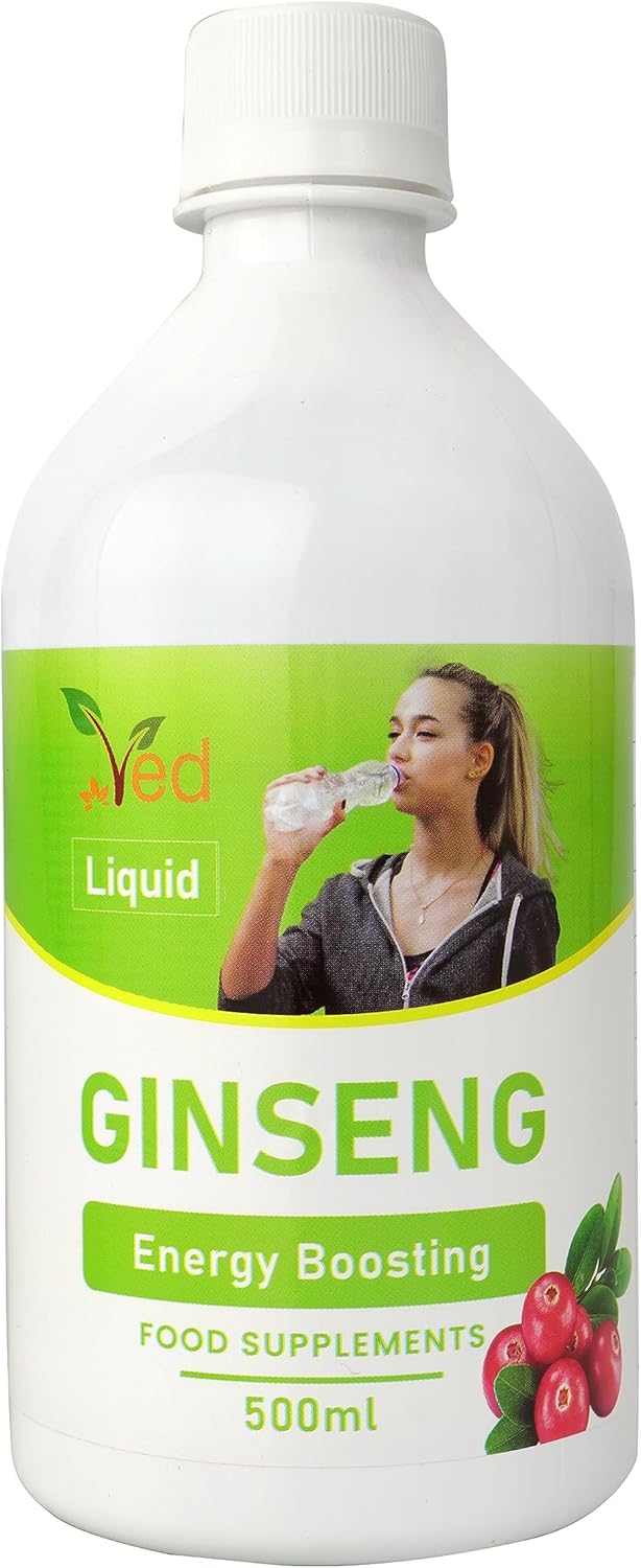 Ved Ginseng Liquid Food Supplement (500 Ml) - With Siberian & Panax Ginseng - Supports Energy And Vitality - For Improved Concentration