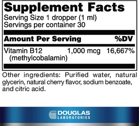 Douglas Laboratories Liquid B12 (Formulated With Methylcobalamin) | Supplement To Support Neurological Health* | 1 Fl Oz