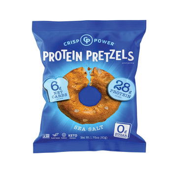 Crisp Power High Protein Pretzel Crisps - 6 Pack X 1.75 Oz Crunchy & Flavorful Plant-Based Snack. No Sugar, 28G Protein Per Pack In 3 Savory Flavors, Vegan, Keto Friendly, Non-Gmo, Kosher Non-Dairy (1.75 Ounce (Pack Of 6), Sea Salt)