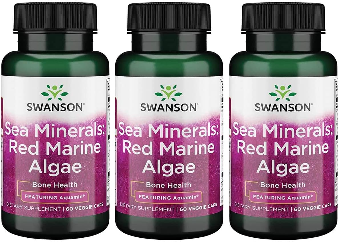 Swanson Aquamin Sea Minerals: Red Mineral Algae 60 Veg Capsules (3 Pack)