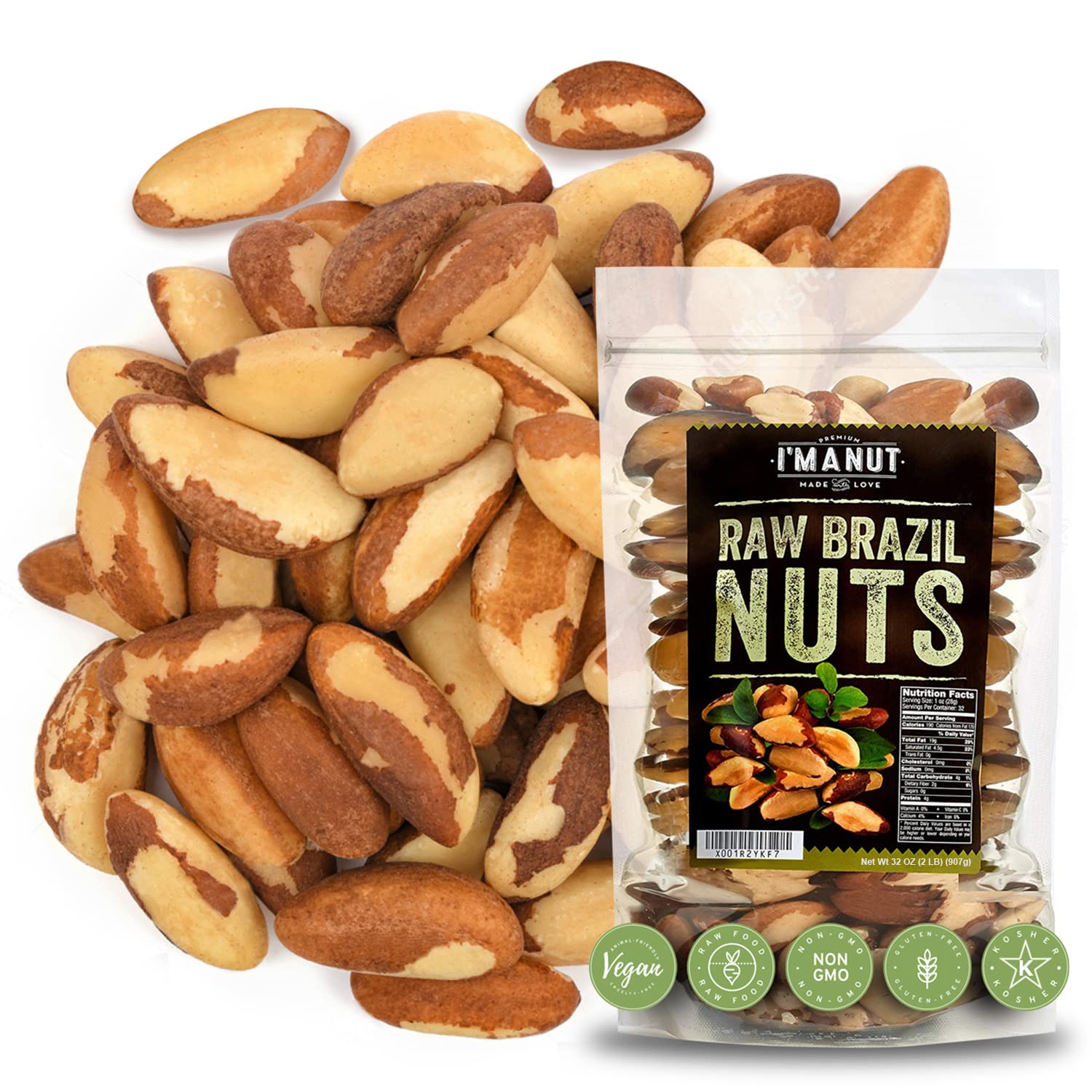 Raw Brazil Nuts 32Oz (2 Lb) Distinct And Superior To Organic | No Ppo Non Gmo Batch Tested Gluten & Peanut Free Herbicides Or Pesticides Vegan Keto Friendly Large, Fresh Resealable Bag