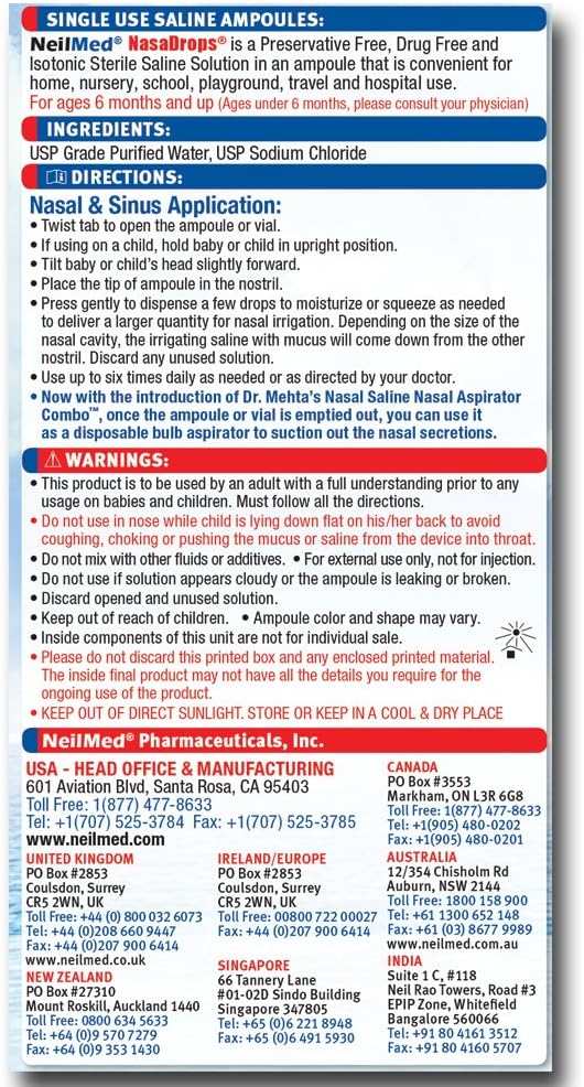 NeilMed Saline On the Go NasaDrops : Amazon.co.uk: Health & Personal Care