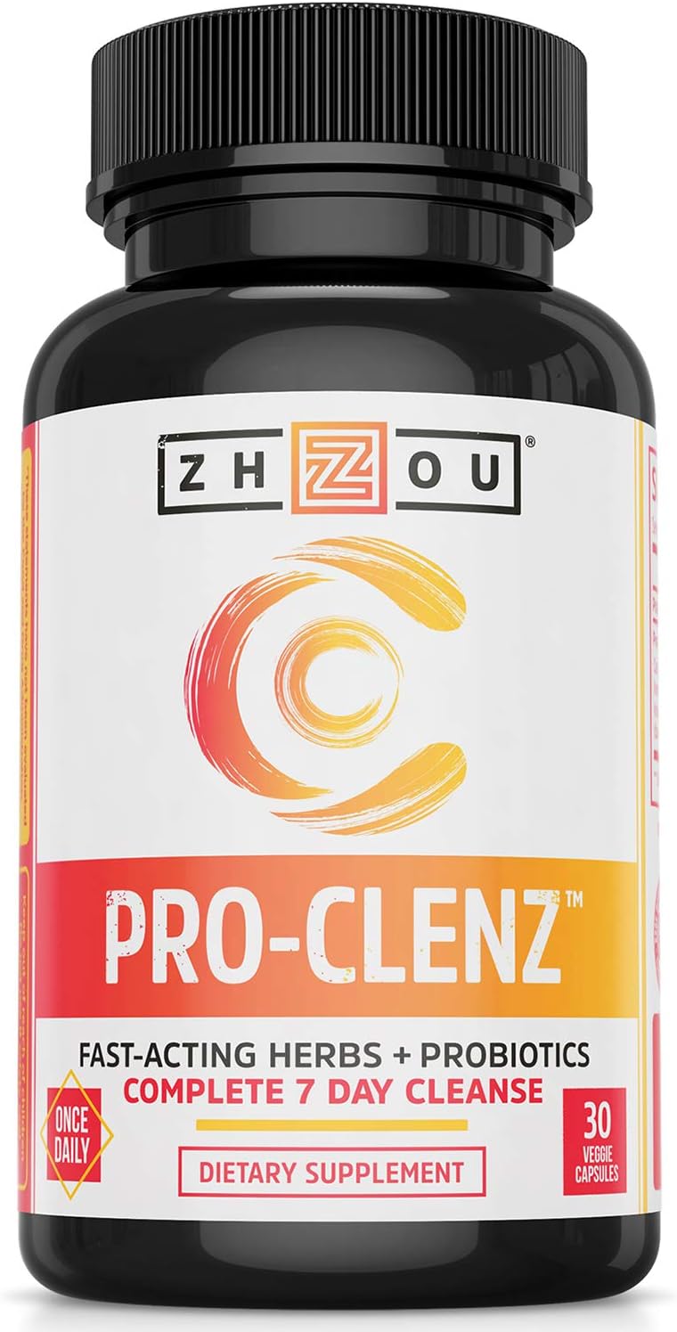 Zhou Pro-Clenz | 7 Day Colon Cleanse Detox With Probiotics | Healthy Weight, Regularity & Digestion Formula | 30 Capsules