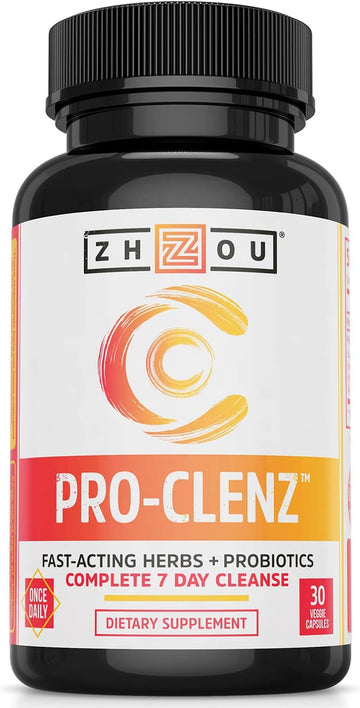 Zhou Pro-Clenz | 7 Day Colon Cleanse Detox With Probiotics | Healthy Weight, Regularity & Digestion Formula | 30 Capsules