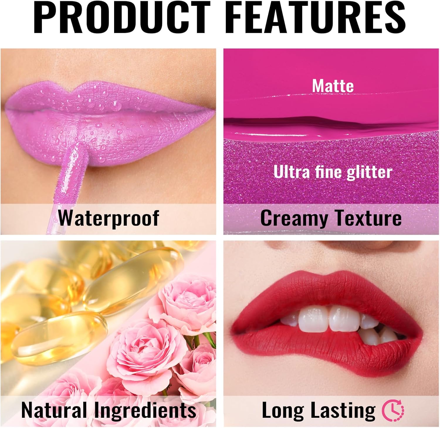 Oulac Matte Liquid Lipstick Red Set 3Pcs, Long Lasting Lipstick Waterproof Lip Stain, No Transfer, Creamy High Pigmented Formula With Rose Oil, Vegan M01+M02+M18