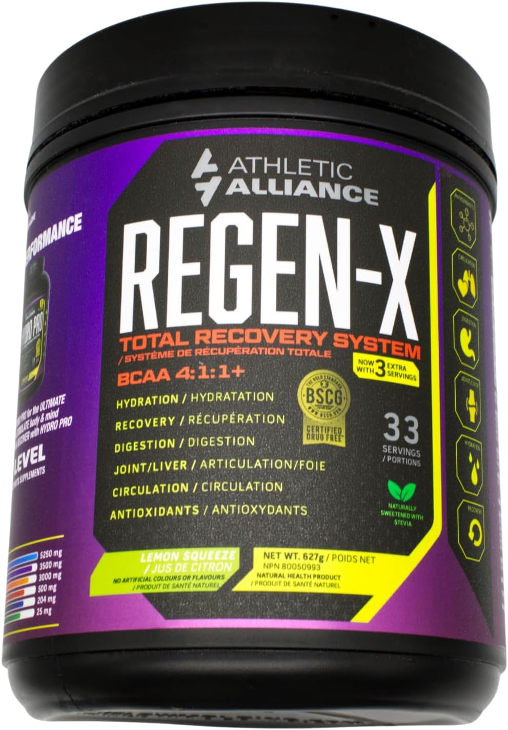 Athletic Alliance Regen-X 627Gr 33 Servings Bcaa 4:1:1 + The Total Recovery Solution (Lemon Squeeze) : Health & Household
