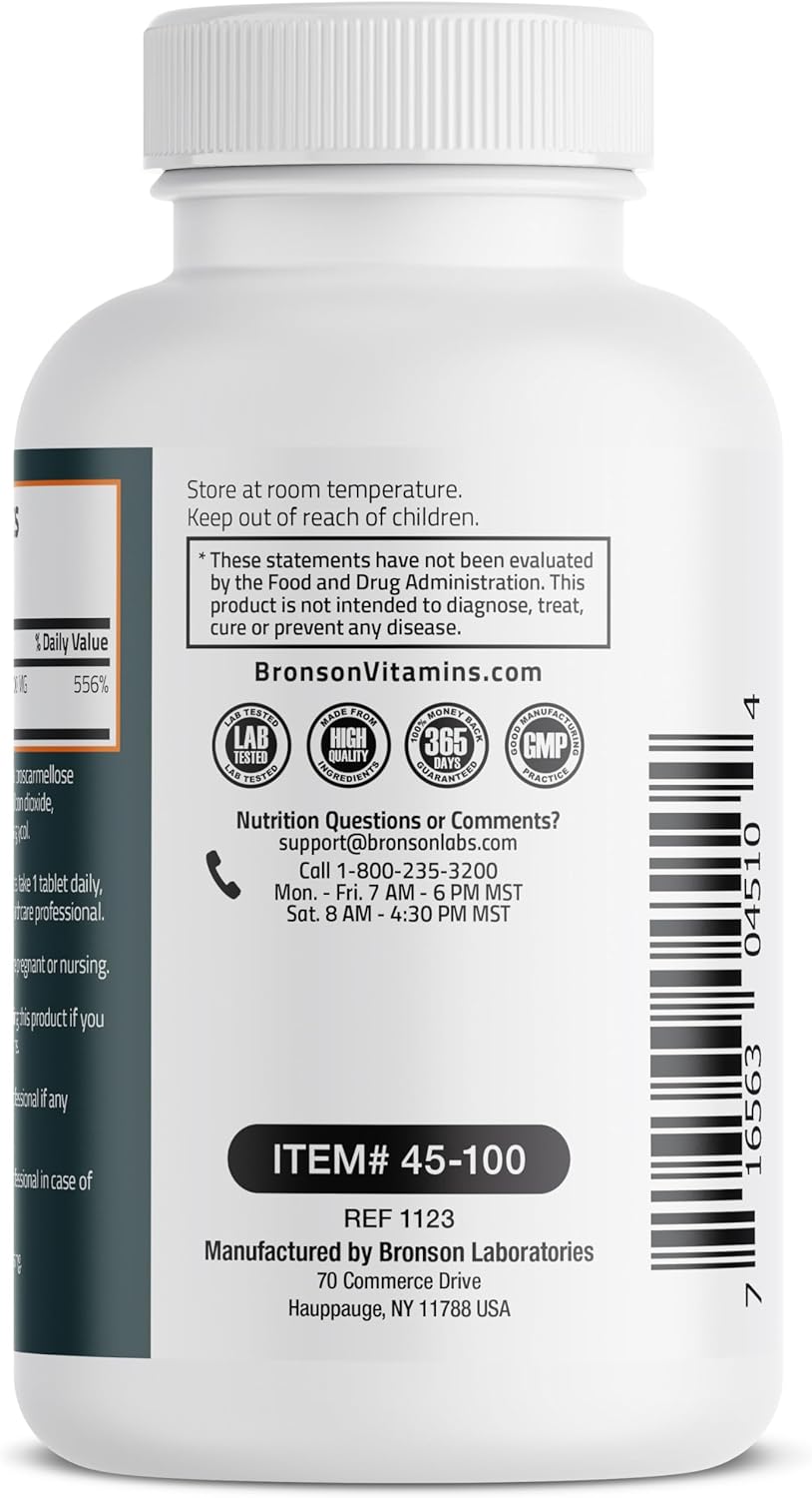 Bronson Vitamin C 500 Mg Supports A Healthy Immune System & Antioxidant Protection, Non-Gmo, 100 Vegetarian Tablets