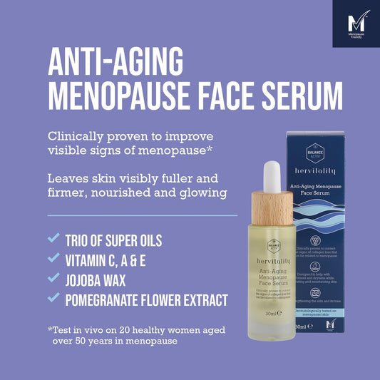 Balance Activ, Hervitality Anti-Aging Menopause Oil Based Night Face Serum For Women, Clinically Proven To Correct Signs Of Collagen Loss, Hydrating And Relieves Dryness, 30Ml, 1 Pack
